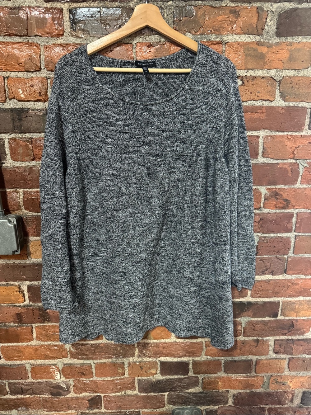 Eileen Fisher Heather Gray Scoop Neck Knit Pullover Tunic Size 1X